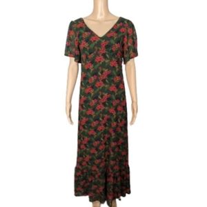 Melloday Short Sleeve Chiffon Print Maxi Dress M